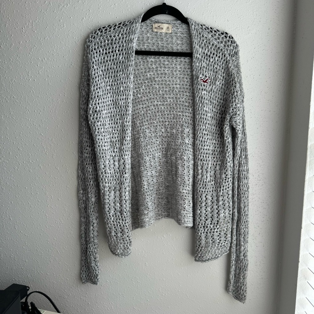 Hollister Open-Knit Lightweight Cardigan – Gray XS